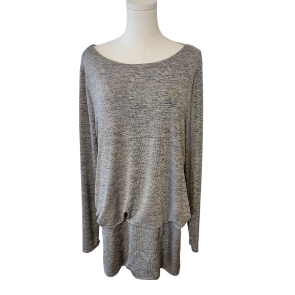 WHBM Black & Taupe Draped Back Tunic Top Size XL - Picture 2 of 5